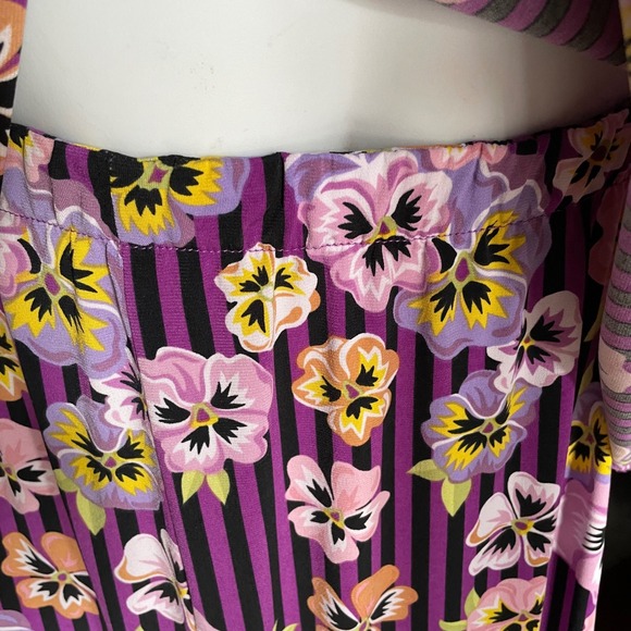 Bob Mackie Wearable Art Floral 2 Piece Set top skirt‎ pansie Purple Striped XL - Picture 4 of 11